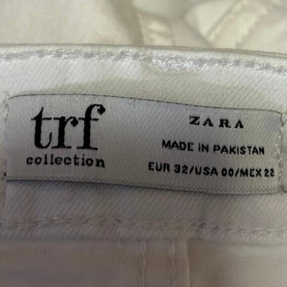 Zara Women's White Stretch Raw Hem Casual Flared Bootcut Denim Jeans Size 0 - Picture 4 of 5